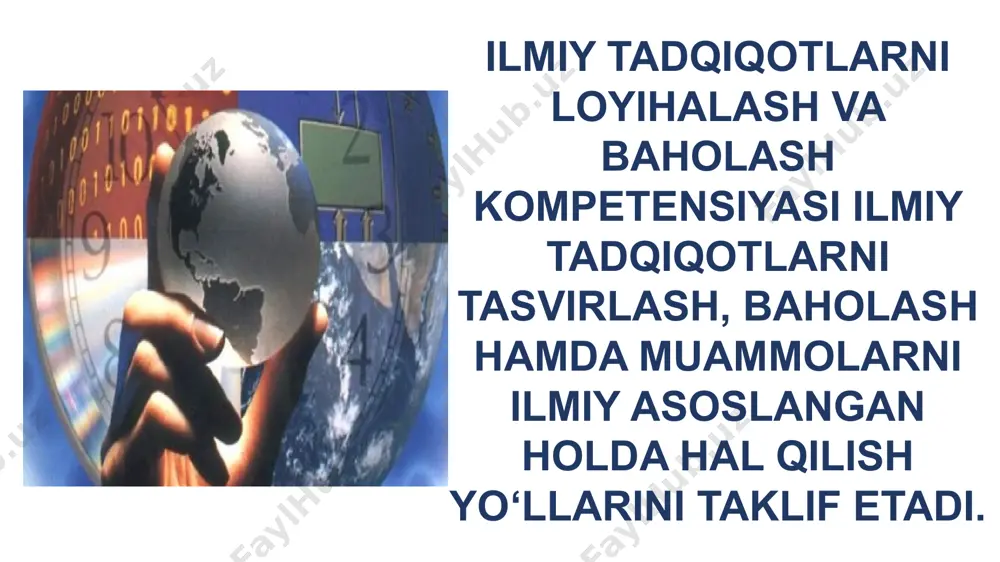sh sohasi: tabiiy fanlar bilan texnologiyaning bog‘liqligi kontekst: mahalliy / milliy topshiriq formati: murakkab, javobi tanlanadigan topshiriq tavsifi 2-savol. matoning elektr tokini o‘tkazuvchanligini qaysi laboratoriya jihozi yordamida tekshirish mumkin? a. voltmetr в. yorug‘lik indikatori с. mikrometr d. tovush indikatori topshiriq: kiyim topshiriq tavsifi mazkur topshiriqni bajarish uchun laboratoriya jihozlarining turlari va ularning nima maqsadda ishlatilishini bilish talab etiladi. javob to‘liq qabul qilinadi. to‘g‘ri javob: a javob qabul qilinmaydi. boshqa javoblar. javob yo‘q. topshiriq tavsifi kompetensiya: hodisalarni ilmiy jihatdan tushuntirish kontent: texnologik sistemalar qo‘llash sohasi: fan va texnologiyalarning bog‘liqligi kontekst: shaxsiy topshiriq formati: bitta javob tanlanadigan ta’lim jarayonida ilmiy tadqiqotlarni loyihalash va baholash kompetensiyasini shakllantirish yuzasidan tavsiyalar. tabiiy fanlardasteam ta’limi elementlarini singdirib borish (fizika fani misolida) steam mavzu : mexanik harakat. harakat turlari. to‘g‘ri chiziqli harakat erkin tushish yer tortish kuchi ta’siridagi vertikal harakat aziz о‘quvchilar, sinfdoshingizning qо‘lidan skrepka yerga tushishi uchun necha soniya vaqt kerakligini hisoblay olasizmi? о‘lchov natijalarini oldindan …
