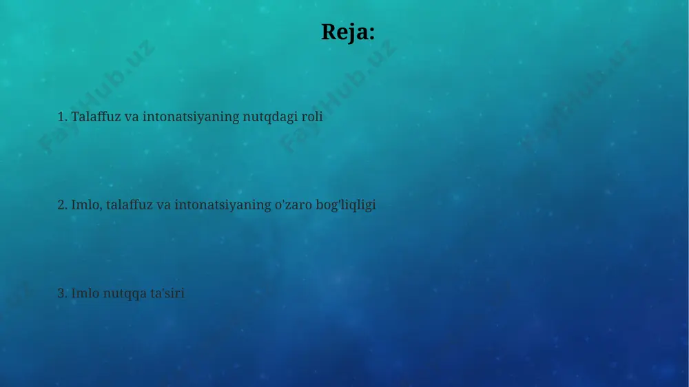 ance'larini ifodalashga yordam beradi, masalan, savol yoki buyruq ohangini farqlash mumkin samarqand viloyatida ham. o'zbek tilida, so'zlarning boshiga yoki o'rtasiga qo'yiladigan urg'u 20 ga yaqin turli xil ma'no variantlarini hosil qilish imkonini beradi, xususan, farg'ona vodiysi shevalarida. so'zlarning urg'usi va uning ahamiyati ona tilida 1000 ga yaqin so'z bilgan 5 yoshli bolaning to'g'ri urg'u qo'yish ko'nikmasi, uning keyinchalik ingliz tili kabi xorijiy tillarni o'rganishida muvaffaqiyatli bo'lishiga 20% ga ta'sir qiladi. so'zlarning to'g'ri yozilishi, masalan, "o'qituvchi" so'zining 7 ta harfi va tovushining mosligi, toshkentdagi maktablarda o'qitiladigan fonetika qoidalariga muvofiq talaffuzni shakllantirishga bevosita ta'sir qiladi. so'zlar urg'usining 2-bo'g'iniga tushishi, masalan, "dasturxon" so'zi kabi, samarqand shevasida va boshqa hududlardagi talaffuz farqlarini keltirib chiqarishi va nutqning aniqligiga ta'sir ko'rsatishi mumkin. noto'g'ri imlo va talaffuz oqibatlari notogʻri imlo, masalan, “kompyuter” soʻzini “kompyutyer” deb yozish, uning talaffuziga taʼsir qilib, 20% hollarda tovushning uzayishiga yoki qoʻshimcha unlilar paydo boʻlishiga olib kelishi mumkin, ayniqsa, toshkent shahridagi yoshlar orasida. …
