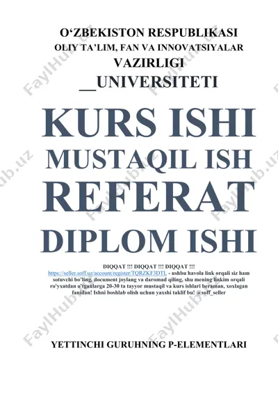 kurs ishi “yettinchi guruhning p-elementlari” — DOCX