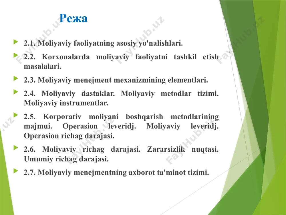 ida-1 100 000 co’m. b korxona uchun hisoblash: operatsion foyda - 80 000 co’m. aktivlar qiymati: 1 chorak-1 000 000 co’m; 2-chorak - 900 000 co’m; 3-chorak - 600 000 co’m; 4-chorak - 700 000 co’m. 2- misol . kupon obligatsiyasini 65-kursda 7% kupon stavkasi bilan sotib oling. obligatsiya muddati 3 yil. kupon bo'yicha foizlarni to'lash muddat oxirida taqdim etiladi. obligatsiya nominal qiymati bo'yicha sotib olinishi sharti bilan obligatsiyaning muddati va o'rtacha yillik rentabelligini toping. 1. debitorlik karzlarining aylanish koeffisienti. a. debitorlik karzlarining o'rtacha mikdori / sof tushum. v. sof tushum / debitorlik karzlarining o'rtacha mikdori. s. sof tushum / joriy majburiyatlar. d. joriy majburiyatlar / debitorlik karzlarining o'rtacha miqdori. 2. rentabellik koeffisienti. a. sof realizasiya / sof foyda. v. sof tushum / joriy majburiyatlar. s. joriy majburiyatlar / sof tushum. d. sof foyda / sof realizasiya. 3. fond sig'imi deb: a. 1 so'mlik yalpi maxsulotga tugri keladigan asosiy fond …