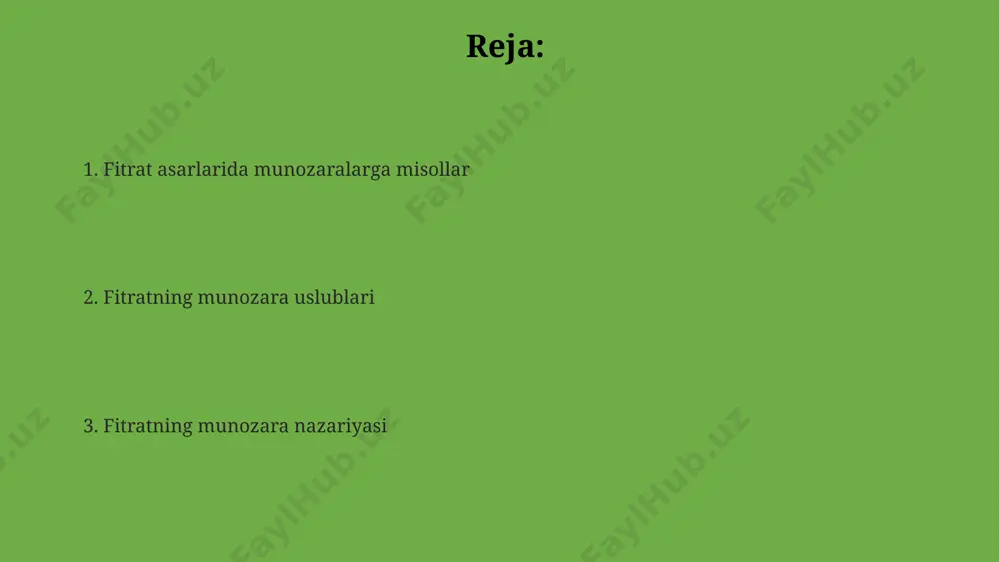 dunyoning 10 dan ortiq mamlakatidan olimlar ishtirok etgan. fitratning "munozara" asarlari zamonaviy o'zbekistonda 20 dan ortiq olimlar tomonidan 50 dan ziyod ilmiy maqola va monografiyalarda tahlil qilingan bo'lib, ularning aksariyati toshkent va samarqand universitetlarida chop etilgan. fitratning munozara uslubi va ritorikasi bo'yicha 21-asrda 15 dan ko'proq dissertatsiya himoya qilingan bo'lib, ularning asosiy qismi fikrlash madaniyatini rivojlantirishga bag'ishlangan. mantiqiy fikrlash va dalillar "mantiqiy fikrlash va dalillar" asari 1920-yillarning o'zbekistoni intellektual muhitida, g'oyaviy kurash davrida yozilgan bo'lib, fikrlashning 3 ta asosiy usulini tahlil qiladi. kitobda, aristotelning mantig'i bilan birga, sharq falsafasi va 10 ga yaqin turli manbalardan olingan misollar keltirilib, bahs-munozara madaniyatini rivojlantirishga chaqiradi. samarqand va buxoro madrasalarida o'qitilgan mantiq qoidalarini zamonaviy o'zbekiston hayotiga moslashtirishga harakat qilgan fitrat, 20 dan ortiq amaliy mashqlarni kitobga kiritgan. bahs madaniyatini shakllantirishda fitratning roli fitrat, buxoro va toshkentdagi ommaviy tadbirlarda bahsni demokratiya va ma'rifatparvarlik vositasi sifatida targ'ib qilib, fikr almashinuvining 3 asosiy prinsipini ta'kidlagan. fitratning 1920-yillardagi …