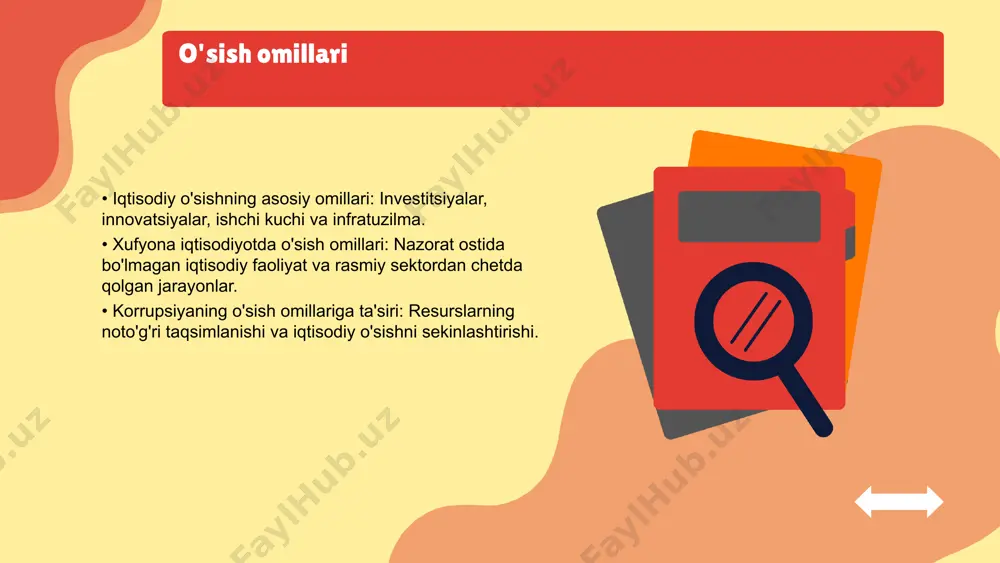 mexanizmlar orqali davlat iqtisodiy faoliyatni nazorat qilib, korruptsion xatti-harakatlarga qarshi choralar ko'rishi mumkin. ### mexanizmlarning samaradorligini baholash mezonlari mexanizmlarning samaradorligini baholash mezonlari sifatida ularning ta'siri, ishlash tezligi va iqtisodiy ko'rsatkichlarga ta'siri hisobga olinadi. samaradorlikni baholash, shuningdek, mexanizmlarning ijtimoiy-iqtisodiy muammolarni hal etishdagi rolini ham qamrab oladi. ### o'zbekistonning ijtimoiy-iqtisodiy holatiga ta'siri o'zbekistonning ijtimoiy-iqtisodiy holatini yaxshilashda mexanizmlar muhim ahamiyatga ega. ularning samaradorligi iqtisodiyotning barqaror rivojlanishiga olib kelishi mumkin. mexanizmlar iqtisodiy o'sishga va ijtimoiy barqarorlikka ijobiy ta'sir ko'rsatishi mumkin. o'zbekistonning yondashuvlari ijro etuvchi, qonun chiqaruvchi, va ijtimoiy yondashuvlar o'zbekistonning korrupsiya va xufyona iqtisodiyotga qarshi kurashda ijro etuvchi, qonun chiqaruvchi va ijtimoiy yondashuvlari muhim ahamiyatga ega. ijro etuvchi yondashuvlar davlat organlarining faoliyatini oshirishni, qonun chiqaruvchi yondashuvlar esa samarali qonunlarni ishlab chiqishni nazarda tutadi. ijtimoiy yondashuvlar esa jamoatchilikni jalb qilish va korrupsiyaga qarshi ongni oshirishga qaratilgan. har bir yondashuvning afzalliklari va kamchiliklari ijro etuvchi yondashuvlar tezkor natijalar berishi mumkin, ammo ko'pincha uzoq muddatli ta'sirni hisobga …
