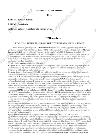 html asoslari — DOCX
