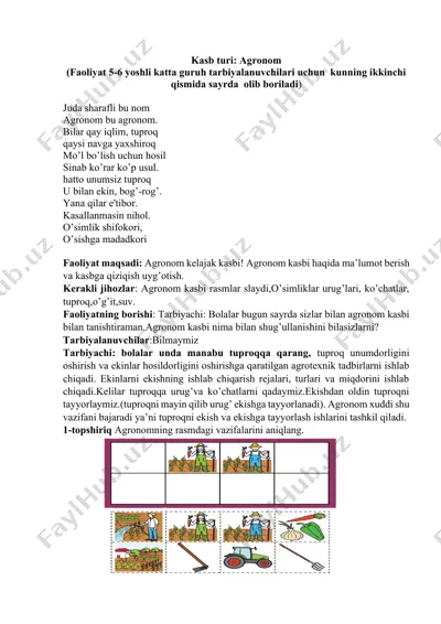 agronom kasbi haqida ma’lumotlar — DOCX