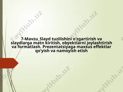 slayd tuzilishini o‘zgartirish va slaydlarga matn kiritish — PPTX