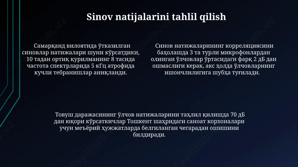 henzen shahridagi laboratoriyalarda keng qo'llaniladi. amerika qo'shma shtatlarida fcc qoidalari bo'yicha, 20 db dan yuqori radio chastota shovqinini chiqaradigan elektron qurilmalar sertifikatlash jarayonidan o'tishi shart. e'tiboringiz uchun rahmat @taqdimot_robot