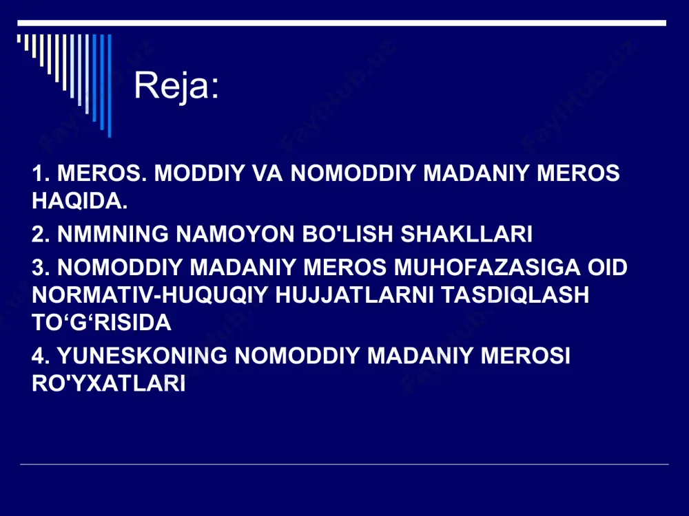 y ko'chmas mulk merosi boshqa tomondan, arxitektura, arxeologik, tarixiy nuqtai nazardan qiziqadigan yoki tegishli ahamiyatga ega bo'lgan joylar, saytlar, binolar, muhandislik ishlari, sanoat markazlari, me'moriy majmualar, tipik maydonlar va yodgorliklardan tashkil topgan moddiy ko'chmas meros mavjud. , badiiy yoki ilmiy, shunday tan olingan va ro'yxatdan o'tgan. ushbu ko'chmas madaniy boyliklar - bu inshootlar (masalan, bino) bo'lgani uchun yoki er bilan ajralib turmasligi sababli (masalan, arxeologik joy) bir joydan ikkinchi joyga ko'chib o'tib bo'lmaydigan inson asarlari yoki asarlari. . ushbu turdagi moddiy ko'chmas merosning misoli misr piramidalari. ushbu xususiyatlarda mavjud bo'lgan hodisalar insoniyat tarixida mavjud bo'lgan turli xil madaniy namoyishlar, harakatlar yoki uslublarning rivojlanishining guvohi hisoblanadi. moddiy va nomoddiy moddiy - bu tegishi mumkin bo'lgan hamma narsa, chunki u moddiydir, nomoddiy esa aksincha, ya'ni moddiy bo'lmagan narsaga tegish mumkin emas. masalan, she'r yoki qo'shiq nomoddiydir. sobor moddiydir. madaniy meros ikki turdan iborat: moddiy madaniy meros va nomoddiy madaniy meros. "nomoddiy madaniy …
