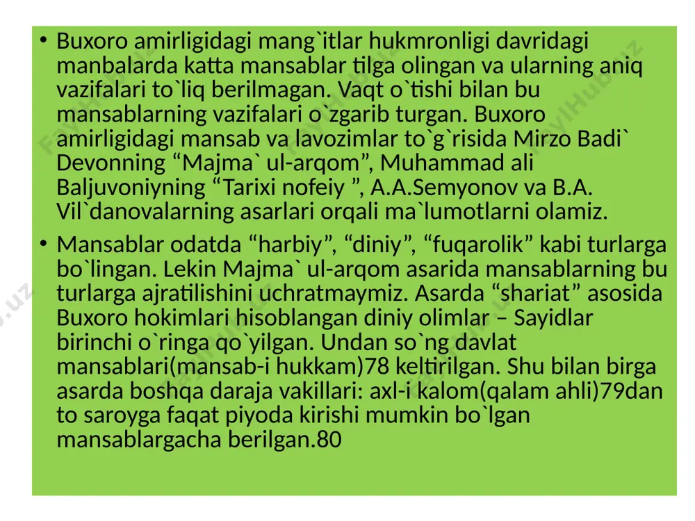 buxoro amirligida mansab va lavozimlar - Page 5