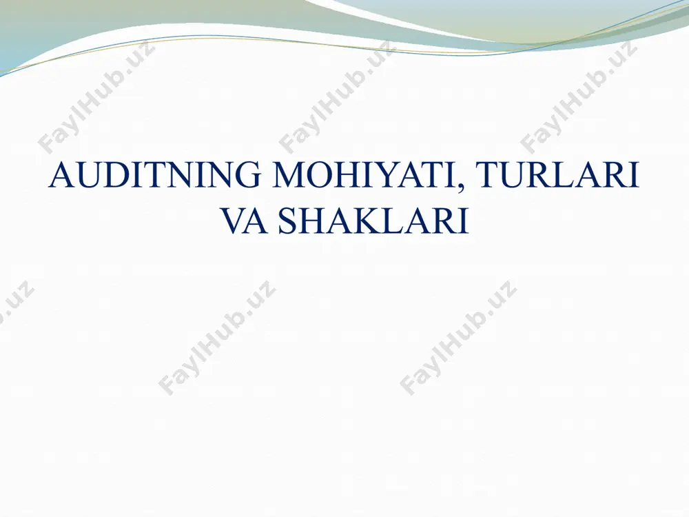 qiy infratuzilmalariga ega bo’lgan audit institutlari faoliyat ko’rsatmoqda. audit tarixi audit tarixi ingliz tilida so‘zlashuvchi mamkatlarda audit to‘g‘risidagi dastlabki ma’lumot 1130 yilga borib taqaladi. usha paytda rivojlangan iqtisodiy tizimdagi xo‘jalik voqealiklarni qayd qilish bitimlari bir martali yozuv bilan cheklangan edi. ularning asosiy maqsadi savdo dalillarini yozma qayd etib, xotirada saqlashdan iborat bo‘lgan. foydani maksimallashtirish o‘rta asrning o‘rtalarida italiyada yirik savdo o‘ylari paydo bo‘lgan vaqtda yuzaga kelgan. natijada savdo aloqalari juda muhim ahamiyatga ega bo‘ldi. birinchi marta ikkiyoqlama yozuv 20 noyabr 1494 yilda italiyada luka pacholi tomonidan amalga oshirildi. hozirgi zamon auditining boshlanishi sanoat revolyusiyasi davriga borib taqaladi. 1853 yilda edinburgda buxgalterlar jamiyatiga asos solindi. buyuk britaniyada bir nechta audit institutlar paydo bo‘ldi. ularning birlashishi natijasida 1880 yilda angliya va uels diplomli buxgalterlar instituti yuzaga keldi. bu institut 19 asrda g‘arb mamlakatlarda yuzaga kelgan institutlarning dastlabkisi bo‘lgan 1886 yilda aqshda 1895 yilda niderlandliyada audit institutlari yuzaga kelgan. britaniya kompaniyalarining qonunlari (1845-1862 …