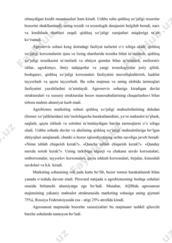 odiy resurslar samaradorligining pasayishi muqarrar. shu sababli tabiiy-biologik omil texnologiyalar tanlash va ishlab chiqarish samaradorligini aniqlashda asosiy hisoblanadi. qishloq xo‘jaligi ishlab chiqarish majmui, mashinalar to‘plami, o‘simliklarni himoya qilishning kimyoviy vositalari, o‘g‘itlar, mehnatni tashkil qilish unga moslashib oladi. ushbu, bir qaraganda, elementar haqiqat sobiq ma’muriy-buyruqbozlik tizimida ko‘pichna e’tiborga ham olinmagan. ma’muriy tartibda, aksariyat hollarda ob-havo sharoitlarini hisobga olmasdan, ekin ekish muddatlari belgilangan, ekin maydonlari strukturasi majburan ko‘rsatilgan, nima ekish kerakligi buyruq tartibida belgilangan (masalan, butun respublika bo‘ylab paxta maydonlari), yem-xashak bazasi sust bo‘lgan holda ulkan chorvadorlik komplekslari barpo etilgan, hamma joyda melioratsiya amalga oshirilgan. tabiiy-biologik omillarni pisand qilmaslik sobiq sssrda qishloq xo‘jaligini inqirozli holatda ushlab turgan. ish shunga borib yetdiki, bepoyon ekin maydonlariga ega bo‘lgan mamlakat chet eldan bug‘doy xarid qilishga majbur bo‘ldi. qishloq xo‘jaligining atrof-muhit bilan aloqasi qalinligi, turpoq va tabiiy-iqlim sharoitlari xilma-xilligi qishloq xo‘jaligidagi mehnatning o‘ziga xos, ijodiy xarakterini belgilab beradi. bu yerda amalda mehnatni boshqaruv va ijrochi turlarga …
