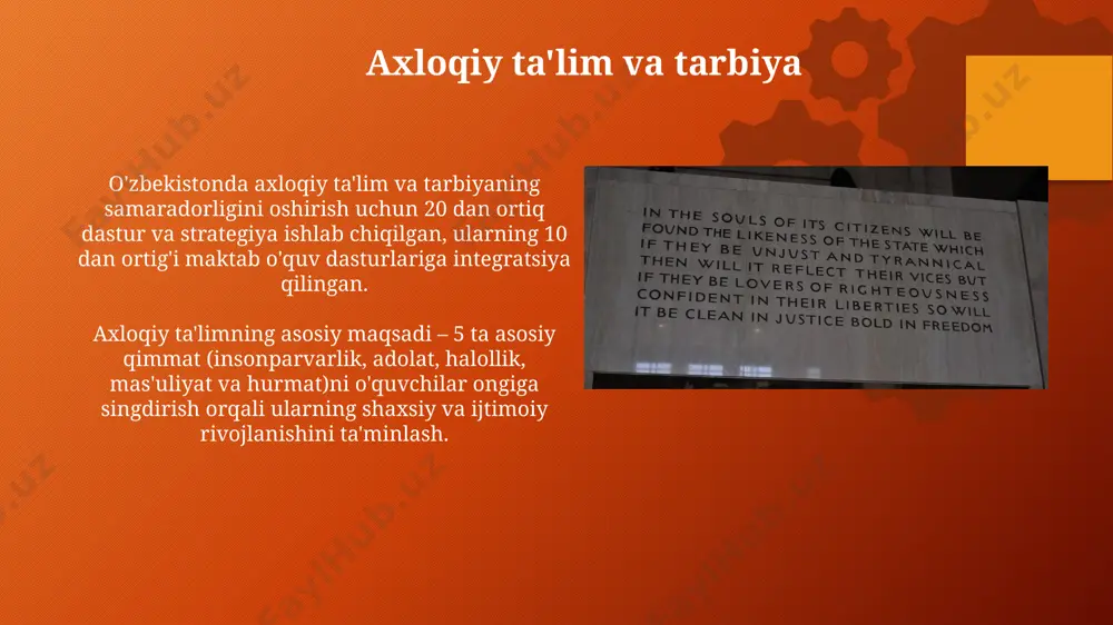 i ta’sir ko‘rsatadi. axloqiy muammolar va ularning yechimlari korrupsiya kabi murakkab axloqiy muammoni hal qilish uchun, 2 ta asosiy yo'nalish (huquqiy choralar va axloqiy tarbiya) birgalikda qo'llanilishi kerak. axloqiy muammolarni hal qilishda 3 bosqichli yondashuv (aniqlash, tahlil qilish, echim izlash) samaradorligini oshiradi va 70% gacha muvaffaqiyatga erishish imkoniyatini beradi. axloqiy standartlar va ularning o'zgarishi davlat tomonidan axloqiy tarbiya va ta'limning kuchayishi, shuningdek, 5 yillik strategik rejalarning amalga oshirilishi axloqiy standartlarni yuksaltirishga yordam beradi. korrupsiya darajasi va inson huquqlari buzilishi kabi omillar axloqiy standartlarning pasayishiga olib keladi, natijada jamiyatda 15% ga ishonchsizlik kuchayadi. axloqiy xulq-atvorning shakllanishi shaxsning axloqiy qarashlari va qadriyatlari uning xulq-atvorini 5 ta asosiy omil – genetika, ijtimoiy muhit, shaxsiy tajriba, ta’lim va o‘z-o‘zini tarbiyalash orqali shakllanadi. axloqiy xulq-atvorning shakllanishida 3 bosqich – bolalik, o‘smirlik va voyaga yetish davrlari ajratiladi, har bir bosqichda ijtimoiy munosabatlarning o‘ziga xos xususiyatlari ta’sir ko‘rsatadi. axloqiy mavzularning asosiy maqsadi axloqiy mavzular, 5 ta asosiy …