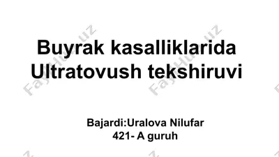 buyrak kasalliklarida ultratovush tekshiruvi — PPTX