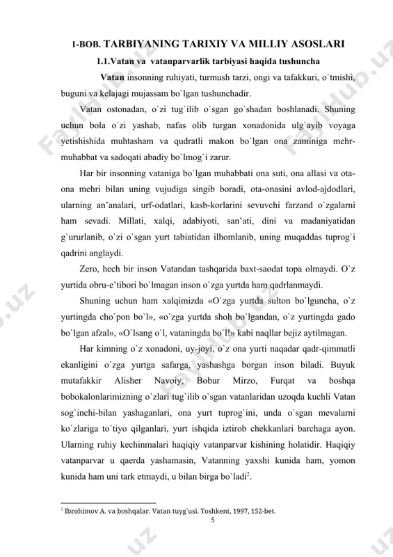 hshoning, qullikdan o`limni afzal bilgan oqmasjid, chimkent, avliyoota, toshkent, jizzax, samarqand, zirabuloq himoyachilarining nomini yodga olishdir. vatan tuyg`usi — bu mustamlaka to’zumiga qarshi bosh ko`targan toshkent, jizzax, andijon qo`zg`olonchilari, dukchi eshon xotirasini unutmaslikdir. vatan tuyg`usi — bu zulm-istibdoddan qutulish uchun xalqni ma’rifatli bo`lishga chorlash, milliy uyg`onishga da’vat etgan, najot ilmda, birlikda va harakatda deb bilgan fidoyi ziyolilarni, ularning rahnamolari bo`lmish munavvar qori, mahmudxo`ja behbudiy, abdullaxo`ja, avloniy, fitratlarning nomlarini doimo yodda saqlashdir. vatan tuyg`usi — bu yigirmanchi, o`ttizinchi, qirqinchi, elliginchi va nihoyat saksoninchi yillarda xalqimizga qarshi uyushtirgan qatli ommaviy qatag`onlarda qamoq va surgun azoblarini boshidan kechirgan va halok bo`lgan abdulla qodiriy, cho`lpon, fitrat, usmon nosir singari minglab millat gullarini unutmaslikdir. vatan tuyg`usi — bu ikkinchi jahon urushida fashizmga qarshi mardona jang qilgan vatandoshlarimiz yodini ehtirom bilan eslashdir». vatan himoyasi yo`lidagi qahramonlar insoniyat tarixidan hech qachon o`chmaydi. vatanni asrash, har bir qarich yerini qo`riqlash, bu muqaddas burch bo`lib, ozod va mustaqil vatanga …