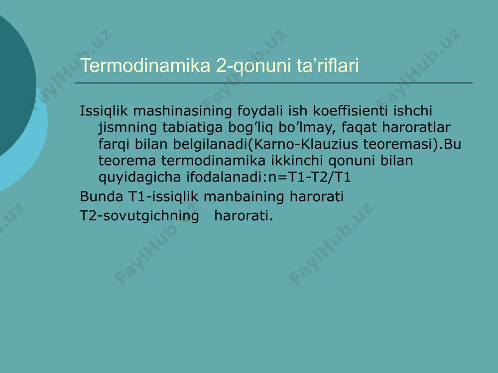 qaytar jarayonlar uchun termodinamika 2-qonuni - Page 5