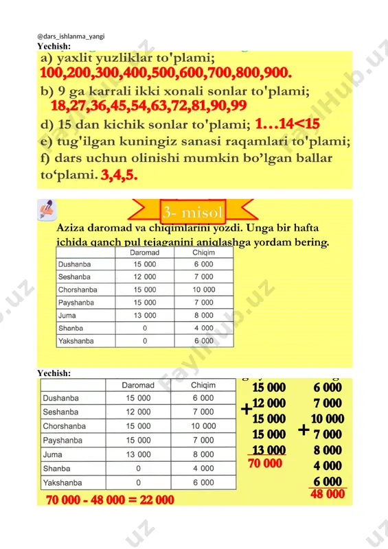 4-sinf matematika dars ishlanma - to'plamlar va ma'lumotlar - Page 4