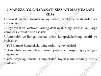 yo‘l harakatixizmati majmualari — PPTX