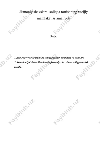 jismoniy shaxslarni soliqqa tortishning xorijiy mamlakatlar amaliyoti — DOCX