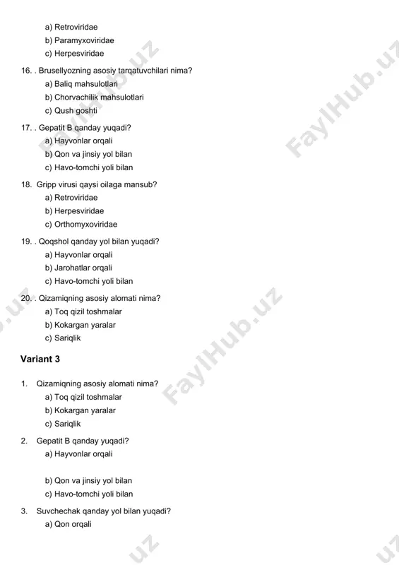 infektsion kasalliklar test savollari - Page 5