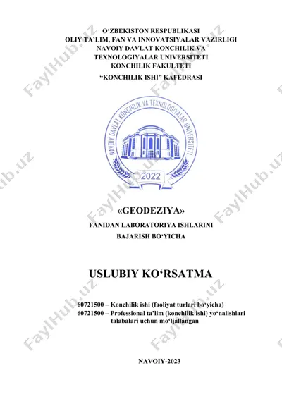 geodeziya fanidan laboratoriya ishlarini bajarish bo‘yicha uslubiy ko‘rsatma — DOCX