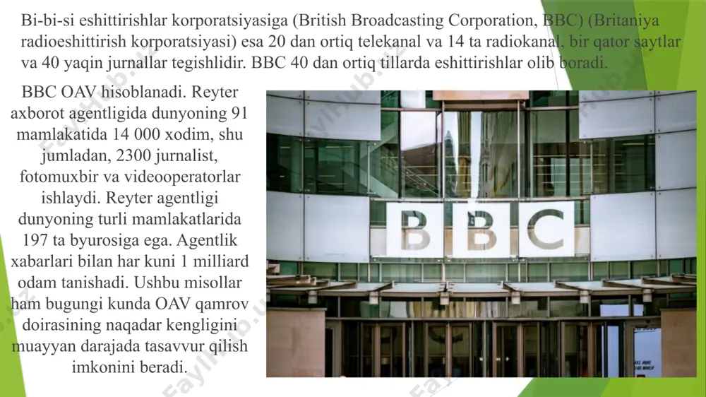 nlaydi. ushbu ko’nikma va qobiliyatlar sirasiga xalqaro standartlar va madaniyatlararo bag’rikenglikni e’tiborga olgan holda media va axborot axloq-odobi tamoyillarini o’zlashtirish kiradi. mas materiallari va vositalarini saralash, moslashtirish va/yoki yaratish qobiliyati jurnalist uchun zarur bo’lgan ko’nikmadir. oavning bo’lajak mutaxassisida mustaqil ravishda mediaresurslar yaratish ko’nikmasi shakllanishi ham juda muhim, chunki bu narsa uni mediatadqiqotlar olib borishga undaydi va kasbi doirasida tanqidiy fikrlashni rivojlantiradi. buyuk britaniyada hujjat sifatida qabul qilingan konstitutsiyaning yo’qligi sababli, so’z erkinligini qonuniy ta’minlaydigan kafolatlar ham mavjud emas. 1688 yilda huquq to’g’risida qabul qilingan so’z erkinligi va parlamanet ishining borishi to’g’risidagi debatlar sudlarni hech qanday shubhaga qo’ymasligi, hamda parlament devoridan boshqa har qanday joyda bo’linishini tantalanali ta’kidlagan. bu o’sha paytda matbuot uchun imtiyozli huquq vazifasini o’tagan. mamlakat to’rtta mustaqil davlatlar birligidan, ya’ni angliya, uels, shimoliy irlandiya va shotlandiyadan tashkil topgan. buyuk britaniyada konstitutsiya qabul qilinmagan, yuqorida zikr etilgan mustaqil davlatlar buyuk britaniya parlamentiga bo’ysunsalar-da, o’z boshqarish tizimlarga ega. mamlakat qonunchiligida …