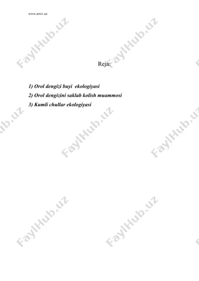 orol dengizi va orol buyi ekologiyasi — DOC