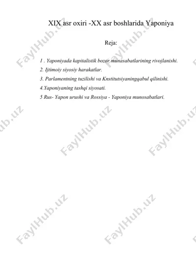 xix asr oxiri -xx asr boshlarida yaponiya — DOC