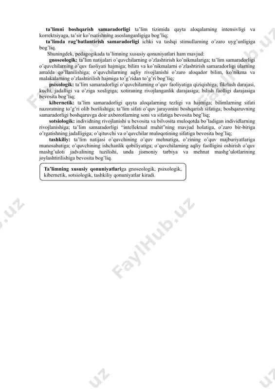 usullari, o’quv jarayoni ishtirokchilari bo’lgan subyektlarning o’zaro munosabatlariga taalluqli. u alohida parsial (yunoncha partialis – qisman) va xususiy o’quv vaziyatlari, predmet va hodisalar o’rtasidagi bog’liqlik, aloqadorlik qonuniyatlarini asta-sekin o’zlashtirish asosida ularni yagona yaxlit o’quv jarayoniga birlashtirishga imkon beradi. izchillik ta’lim jarayonining ma’lum tizim va ketma-ketlik asosida bo’lishini nazarda tutadi, zero, murakkab masalalarni oddiy masalalarni o’rganmay turib hal etib bo’lmaydi. tizimlilik va ketma-ketlik u yoki bu o’quv materialini o’zlashtirish sur’ati, uning elementlari o’rtasidagi o’zaro mosligini tahlil qilishga imkon beradi. ta’limning tizimliligi va ketma-ketligi ma’lum fanlar bo’yicha bilim, ko’nikma va malakalarini shakllantirish, borliqni yaxlit idrok etish o’rtasidagi qaramaqarshilikni hal etishga imkon beradi. ushbu holatlar birinchi navbatda dastur va darsliklarni muayyan tizimda yaratish, fanlararo hamda fanlar ichidagi bog’liqlikni ta’minlash evaziga namoyon bo’ladi. ta’limda onglilik, faollik va mustaqillik tamoyili o’qitishni shunday tashkil etishni nazarda tutadiki, bunda o’quvchilar ilmiy bilimlarni hamda ularni amalda qo’llash usullarini ongli va faol egallab olishlari lozim. bilimlarni ongli ravishda o’zlashtirish …