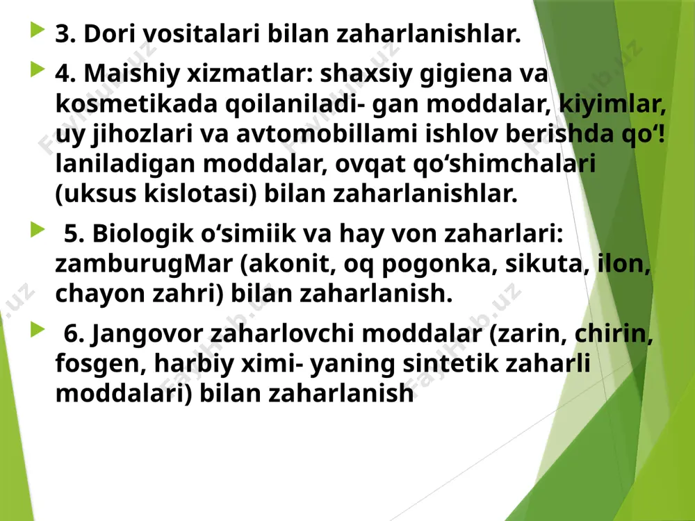 bosimni pasayishi .to'qimalarning gipoksiyasi. yuzaki koma bosqichi bemor ongni yo'qotadi, u chuqur uyquga ketadi, o'quvchilar siqiladi. shox parda, tendon va pupilla reflekslari ham zaiflashgan. chuqur koma bosqichi bunday holda, quyidagi oqibatlar yuzaga keladi: arefleksiya. bradikardiya. teri va shilliq pardalarning og'ir sianozi. mushaklar gipotonusi. haroratning keskin pasayishi. sovutish oyoqlari. koʻz qorachigʻining keskin siqilishi, soʻngra gipoksiya vaqtida kengayishi. gipotenziya. zaif, sekin, sayoz nafas. terapiya afsuski, maxsus antidot ishlab chiqilmagan. majburiy bosqich - infuzion terapiya va toksinlarni siydik ajratish tizimi orqali yo'q qilish. buning uchun insulin, natriy bikarbonat, askorbin kislota va glyukoza gipoksiyani oldini olish uchun mexidol, piratsetam va vinpotsetin . diazepamning haddan tashqari dozasi bilan nalokson buyuriladi. agar bemor siklobarbital yoki fenobarbital bilan zaharlangan bo'lsa, unga bemegrid ko'rsatiladi. miya to'qimalarining shishishi sodir bo'lganda, bemorga plazma quyiladi, so'ngra diuretiklar buyuriladi. bu buyraklar tomonidan toksik moddalarning chiqarilishi uchun zarurdir. metabolizmni yaxshilash va gipoksiyani kamaytirish uchun hali ham vitaminlar qabul qilish kerak narkotiklar bilan zaharlanishlarga …