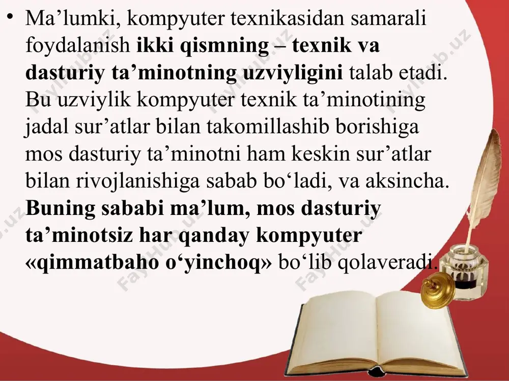 buyruqni beradi. yuqori darajali dasturlash tilla­ridagi ko‘rsatmalar inson tiliga yaqin bo‘lgan so‘zlar majmuidan iborat. ular yordamida amallarni bajarish quyi darajadagi tillardan ko‘ra yengil bo‘lib, dasturchidan deyarli adreslar va qurilmalar bilan bevosita bog‘liq axborotlarni bilish talab etilmaydi. bu tilda tuzilgan dasturlarni kompyuterlar bajara olishi uchun translyatorlar deb nomlanuvchi maxsus dasturlar raqamli ko‘rinishga o‘tkazib beradi. keyingi yillarda juda ko‘p yuqori darajadagi dastur­lash tillari ishlab chiqilgan bo‘lib, ular qatoriga paskal, ada, karat, c++, delphi, visual basic application kabi tillarni qo‘shish mumkin. hozirgi kunda ishlab chiqilayotgan dasturlash tillari biror yo‘nalishdagi masalalarni hal qilishga mo‘ljallangan bo’lib, ularni obyektga yo’naltirilgan dasturlash tillari deb atashadi. quyidagi jadvalda dasturlash tili rivojlanishi tarixidan qisqacha ma’lumot berilgan. dasturlash tili ishlab chiqilgan yil dasturlash tili ishlab chiqilgan yili plankalkyul 1946 pl/1,beysik 1964 qisqa kod 1949 algol w 1965 assembler «edsak» , ao 1950 logo 1967 avtokod «madlen» 1953 algol 68 1968 tezkor kodlash 1955 apl 1969 a-2, flou-metik 1956 paskal 1970 …