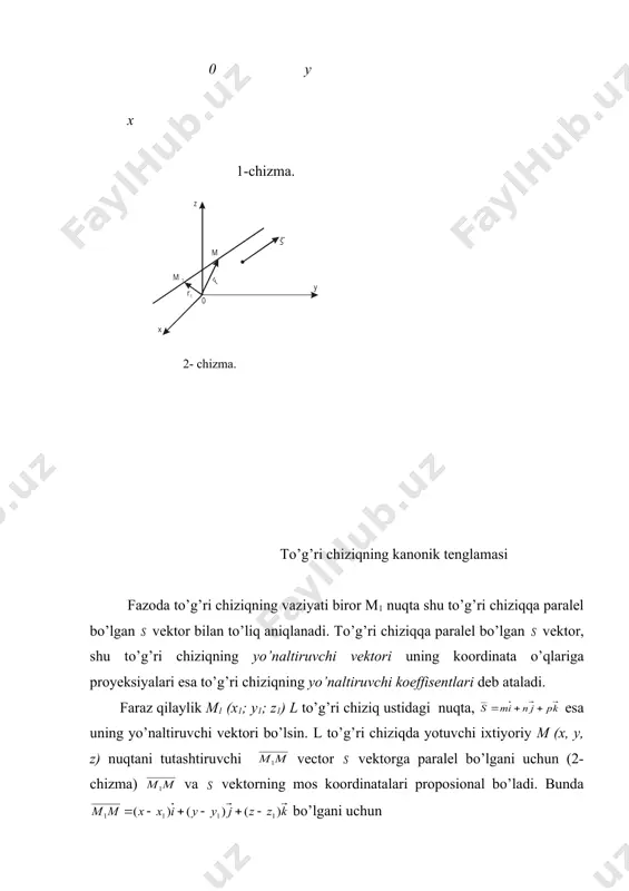 iq orasidagi burchak. to’g’ri chiziqlarning parallellik va perpendikulyarlik shartlari to’g’ri chiziqlar berilgan bo’lsin. bu to’g’ri chiziqlarning birining yo’naltiruvchi vektori ikkinchisiniki esa bo’lgani uchun, bu vektorlar orasidagi burchak berilgan to’g’ri chiziqlar orasidagi ( burchakka teng bo’ladi. bu holda bo’ladi. bu berilgan to’g’ri chiziqlar orasidagi burchakning kosinusidir. ikki to’g’ri chiziqning paralellik va perpendikulyarlik shartlari ularning yo’naltiruvchi vektorlarning parallellik va perpendikulyarlik shartlaridan kelib chiqadi:. 2- chizma. � embed coreldraw.graphic.11 ��� (parallellik sharti) (perpendikulyarlik sharti) _1142500913.unknown _1142500947.unknown _1142501195.unknown _1166869871.unknown _1166870111.unknown _1203836066.unknown _1166870095.unknown _1142501208.unknown _1142501087.unknown _1142501176.unknown _1142500984.unknown _1142500939.unknown _1102243223.unknown _1142500632.unknown _1142500721.unknown _1102245996.unknown _1102246360.unknown _1102245955.unknown _1102165397.unknown _1102242553.unknown _1041494545.unknown