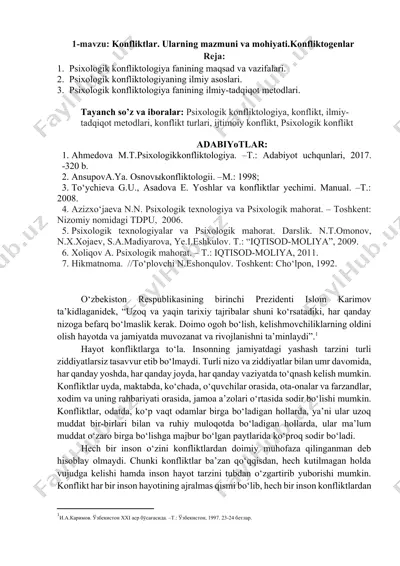 konfliktlar. ularning mazmuni va mohiyati.konfliktogenlar — DOCX