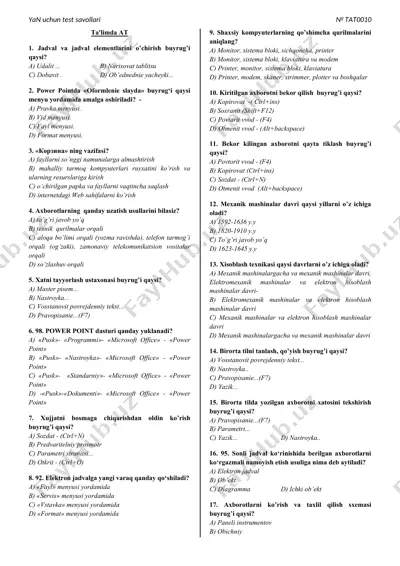 yan uchun test savollari — DOC