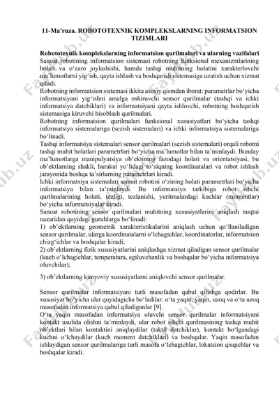 robototexnik kompleksning informatsion tizimlari — DOCX