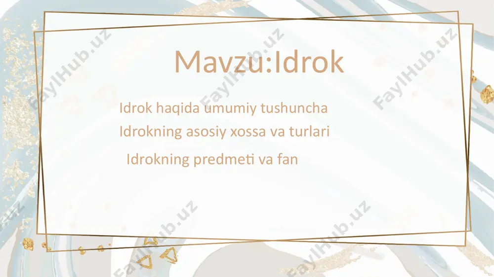 qtida tabiat manzaralari unga allaqanday soʻniqdek koʻrinsa, taʼbi chogʻ vaqtida u butunlay boshqacha koʻrinadi. vertgeymer fikricha, harakat idroki harakatlanuvchi jismlarning o‘zini idrok qilishdan farq qiluvchi maxsus kechinma hisoblanadi. agar ob’ekt turlicha (a) va (b) holatdagi idrokining ikki ketma-ketligi bo‘lsa, u holda harakat kechinmasi bu ikki sezgilardan tuzilmaydi, balki, o‘rtada turib, ularni birlashtiradi. bunday harakat kechinmasini vertgeymer fi – fenomeni deb ataydi. e'tiboringiz uchun rahmat image1.png image2.png image3.png image4.png image5.png image6.png image7.png image8.png image9.png image10.png image11.png image12.png image13.png image14.png image15.png
