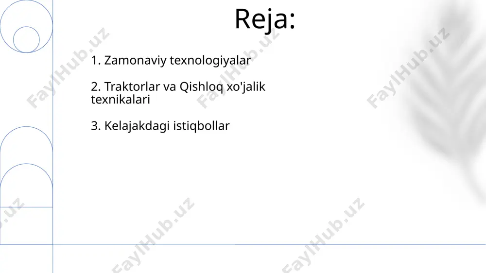 ezilarli darajada yaxshilashga yordam beradi. kelajakdagi traktorlar sun'iy intellekt yordamida avtonom ravishda 30% gacha samaradorlikni oshirishi va 15% gacha yonilg'i sarfini kamaytirishi kutilmoqda. precision farming texnologiyalari yordamida o'g'it va sug'orish miqdorini 20% gacha optimallashtirish mumkin bo'lib, bu resurslardan tejash va ekologik foyda keltiradi. 4. kelajakdagi qishloq xo'jaligi texnologiyalari ekologik toza texnologiyalar, masalan, biogaz o'simliklari orqali hosil bo'lgan chiqindilardan biometan ishlab chiqarish, traktor yonilg'isi sifatida 30% gacha energiya tejashga yordam beradi. iqlimga chidamli ekin navlari va aniq sug'orish tizimlari bilan birgalikda, suv iste'molini 25% ga kamaytirish va hosildorlikni 15% ga oshirish mumkin. no-till ekish texnologiyalari tuproq eroziyasini 50% ga kamaytirib, suv iste'molini optimallashtiradi va shu bilan tuproq unumdorligini oshiradi. 5. ekologik toza texnologiyalar yuqori unumdorlikka ega texnikalarni qo'llash mehnat unumdorligini 20-30% ga oshirib, ishchi kuchi xarajatlarini kamaytiradi. qishloq xo'jaligi texnikasining o'rtacha amortizatsiya muddati 5-7 yilni tashkil etib, bu davr mobaynida mashina o'zining dastlabki narxini qoplaydi va foyda keltiradi. bir gektar yerga …