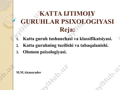 katta ijtimoiy guruhlar psixologiyasi — PPTX