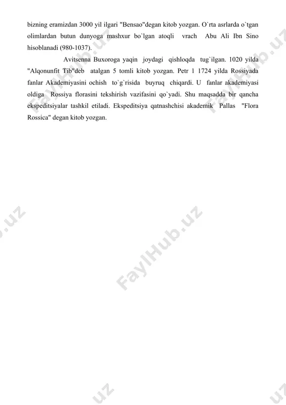 istemasi sun`iy sistema hisoblanadi. chunki linney o`simliklarning kelib chiqishini, bir-biriga yaqinligini va rivojlanishini hisobga olmagan. linney idealist olim bo`lgan. uning fikricha o`simlik-lar va xayvonlar o`zgarmaydi, ular bir vaqtda yaratilgan. biz turni shunday tushunamizki,tur bir qancha individlardan iborat bo`lib, tashqi sharoit ta`sirida, odam vositasida, ichki protsesslar natijasida o`zgarib rivojlanib turadi. tur o`zgarishi mumkin. k.linneyning o`simliklarni gruppaga bo`lib tekshirishga hozir o`zgartirish kiritilgan: 1.tur – vid - specis eng kichik -sub species 2.avlod – rod - genus 3.oila – simeystvo - amilia 4.tartib – poryadok - ordo 5.sinf – klass - clasis 6.tip – tip - tipus 7.bo`lim – otdel - divisio ba`zan tur yana kichik turlarga bo`linadi. kichik turni - sub species deyiladi. tabiiy sistemani 1- marta 1841 yil peterburg akademiyasining professori goryaninov tuzgan. bu o`simliklarni 4 gruppaga bo`lgan. 1 - gruppasida sporali o`simliklar, lishayniklar, moxlar, qirqquloqsimonlar va boshqalar. 2 gruppasiga "soxta urug`-lilar"-igna barglilar, qarag`ay, archa. 3-gruppasiga "g`alla donli o`simliklar, ya`ni bir …