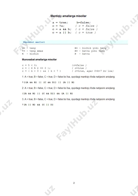 amaliy dars: c# dasturlash tilida mantiqiy amallarga oid masalalarni yechish - Page 2