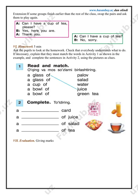 4-sinflar uchun unit 6. lesson 1 can i have a cup of tea? - Page 5