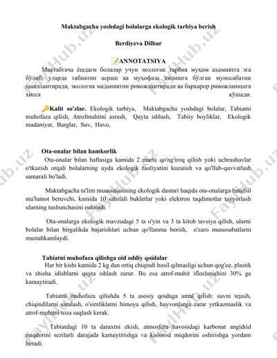 ekologik tarbiya materiallari — DOCX
