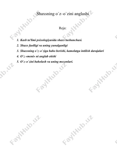 shaxsning o`z–o`zini anglashi — DOC