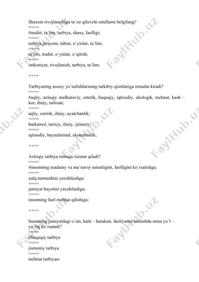 tarbiya jarayonining o‘ziga xos xususiyatlari — DOCX