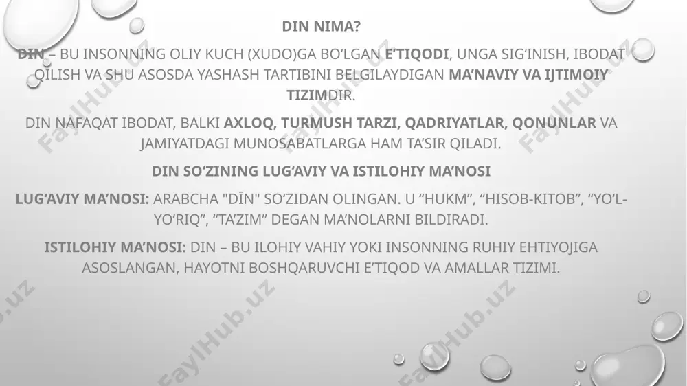 n ifoda etishi, fikr almashishdan qo‘rqmasligi va boshqalarning fikrini hurmat qila bilishidir. boshqacha aytganda: hur fikrlilik — bu erkin o‘ylash, savol berish, o‘z qarashiga ega bo‘lish va uni hurmat doirasida ayta olish qobiliyatidir. hur fikrlilikning asosiy belgilar: ✅ mustaqil fikrlash – boshqalarning ta’sirisiz o‘z nuqtai nazariga ega bo‘lish. ✅ tanqidiy yondashuv – berilgan ma’lumot yoki fikrni tahlil qilish, o‘rganish. ✅ fikrlar xilma-xilligini tan olish – har bir inson turlicha o‘ylashini tushunish va hurmat qilish. ✅ savol berish va bahslashish madaniyati – fikr almashish cho‘chimay, odob bilan muloqot qilish. hur fikrlilik cheksiz erkinlik emas. bu fikr erkinligini mas’uliyat va odob bilan ifodalashni talab qiladi. har kim fikrini aytishi mumkin, lekin bu boshqalarga zarar bermasligi va haqorat bo‘lmasligi kerak. hur fikrlilik namunasi sifatida: ma’rifatparvarlar (jadidlar) – xalqni o‘qitish, o‘ylashga o‘rgatish orqali islohot qilishni maqsad qilgan. o‘zbek allomalari – (alisher navoiy, beruniy, ibn sino) erkin tafakkur va ilmiy izlanishga katta hissa qo‘shgan. № …