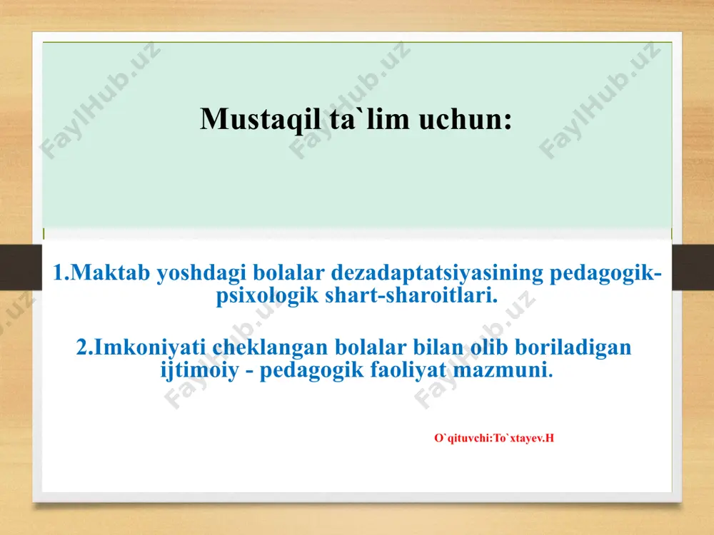 mirlar o’rtasida jinoyatchilikning kelib chiqish sabablari mahkumning voyaga etmaganlarning shaxsiyati va guruhlarining xarakteristikasi quyidagi xususiyatlarga ega: - tananing tez jismoniy rivojlanishi; - axloqiy beqarorlik; - o'z-o'zini hurmat qilishning kamligi (ortiqcha, kam); - irodani jadal shakllantirish jarayoni; - dunyoqarashning qarama-qarshiligi 1. yosh xususiyatlari - uyushmagan bo'sh vaqt mavjudligi; - past ta'lim, ma'naviy va professional daraja; 2. pedagogik va axloqiy beparvolik - ota-onaning yo'qligi yoki to'liq bo'lmagan oila; - ota-onalar va qarindoshlarning ijtimoiy ko'rinishlari; - oilaviy aloqalarni buzish; 3. oiladagi muammolar mahkumning voyaga etmaganlarning shaxsiyati va guruhlarining xarakteristikasi quyidagi xususiyatlarga ega: 9. ijtimoiy institut shartlariga moslashish qobiliyatining rivojlanmaganligi. 5. deviant xatti-harakatlarga moyillik. 10. mahkumlarning tabaqalanishi (status-rol munosabatlari). 6. katta jinoyatchilarga bo'ysunish 11. muayyan hayot rejalarining yo'qligi. 7. kam huquqiy madaniyat 8. ta'lim va muassasa rejimiga qarshi kurash - sotib ololmaydigan narsa yoki biror narsaga egalik qilish; - yetuklikni namoyish etish, guruhning roziligini olish; - jinoyat sodir etayotgani haqida zaif tushunchaga egalik. 4. …