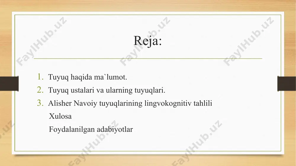 ishi. “gardun gar manga jafo-u dunluq qildi...”, “ahbob, yigitlikni g‘animat tutingiz...”, “atodin xato kelsa ko‘rma xato...”, “g‘urbatda g‘arib shodmon bo‘lmas emish” ruboiylari; “necha dedim ul sanamg‘a bormag‘in...”, “o‘tkali ul sarvi gul ruxsoridin...”, “tig‘i ishqing yorasidur butmagan...” tuyuqlari, “yuqar yomonlig‘ angakim...”, “ulki sanga eldin erur aybgo‘...”, “men sinuq, ko‘nglum sinuq, sabrim uyi... fardlari matni ustida ishlash. nodira. “doda keldim...”, “vasl uyin obod qildim...”, “kel dahrni imtihon etib ket...” g‘azallari nodiraning hayoti va ijodi haqida qisqacha ma’lumot. nodira g‘azallarida hijron va ayriliq ohanglari. ularning badiiy yetukligi, g‘azallarda ayol tuyg‘ularining ifodalanishi. matn ustida ishlash. “doda keldim...”, “vasl uyin obod qildim...”, “kel dahrni imtihon etib ket...” g‘azallarining tahlili. dunyo miqyosida keng doirada e’tibor qaratilayotgan omonimiya o‘zbek tilshunosligida ham atroflicha tadqiq etilgan. o‘zbek tilshunosligidagi aksariyat tadqiqotlarda omonimlarning mazmun-mohiyati so‘zlarning shakl va ma’no munosabati doirasida yoritilgan. leksik, frazeologik, sintaktik, affiksal omonimlar o‘rganilgan. omonimlar lingvistik, semantik aspektda tahlil etilgan. omonimiya turkiy tillarning xos xususiyatlaridan hisoblanib, ilmiy, badiiy …