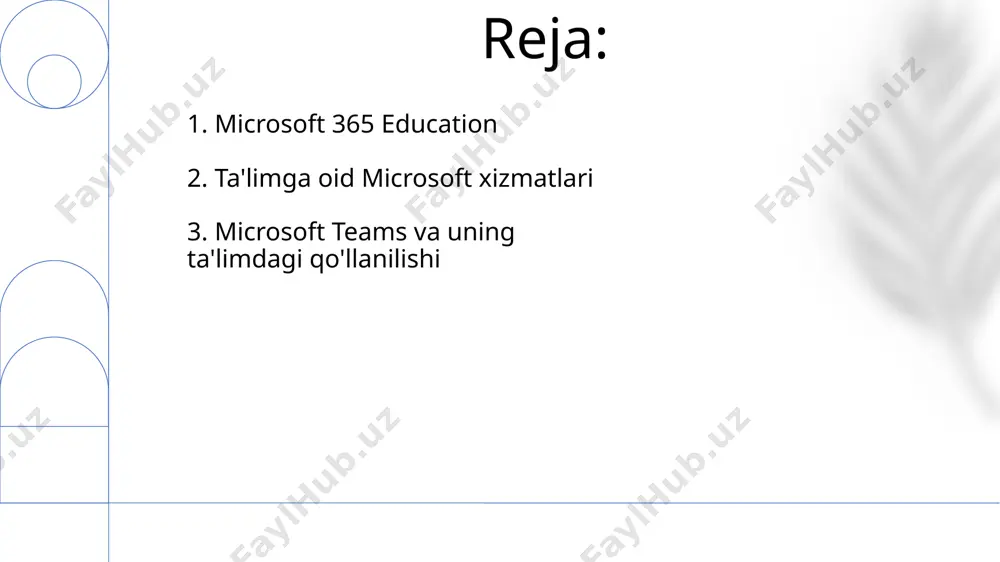 bevosita dars jarayoniga 25 dan ortiq ishtirokchi bilan birlashtirish mumkin, bu esa o'quv jarayonini yanada interaktiv qiladi. microsoft educator center platformasi orqali kahoot! dan foydalanish bo'yicha qo'shimcha resurslar, masalan, 10 dan ortiq ta'lim maqsadlariga mos keladigan tayyor shablonlar mavjud. 6. onenote sinf xonasi uchun onenote sinf xonasida o'qituvchilar 20 dan ortiq talaba bilan real vaqtda hamkorlik qilishlari, qo'shma loyihalar ustida ishlashlari va 100 mb gacha bo'lgan fayllarni almashishlari mumkin. onenote sinf xonasi xususiyatlari orasida dars jadvallarini yaratish, topshiriqlarni topshirish va baholash, shuningdek, 500 dan ortiq talabalarga elektron darsliklar va o'quv materiallarini tarqatish imkoniyatlari mavjud. 7. microsoft forms microsoft forms yordamida o'qituvchilar 100 tagacha savol va javob variantlarini qo'shish orqali turli xil testlar va so'rovnomalarni tezda yaratish imkoniyatiga ega. microsoft forms platformasi o'quvchilarning test natijalarini avtomatik ravishda baholash va real vaqtda statistik ma'lumotlarni taqdim etish orqali o'qituvchilarga vaqtni tejashga yordam beradi. 8. microsoft 365 education microsoft 365 education tarkibiga word, excel, …