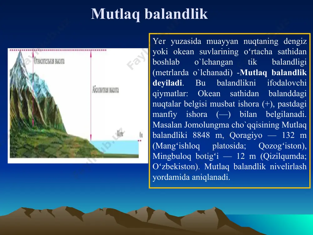 re’lef va uning elementlari: mutloq va nisbiy balandliklar - Page 5