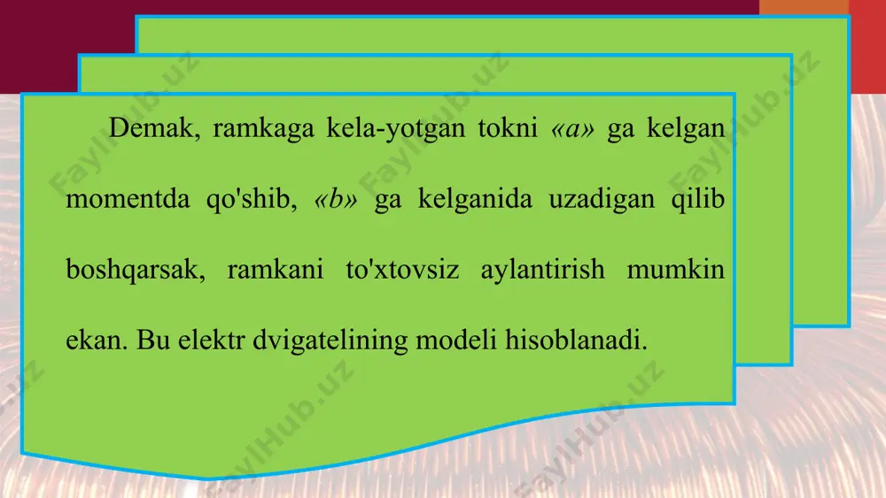 bir jinsli magnit maydonda tokli ramkaning aylanma harakati 8 - sinf - Page 5