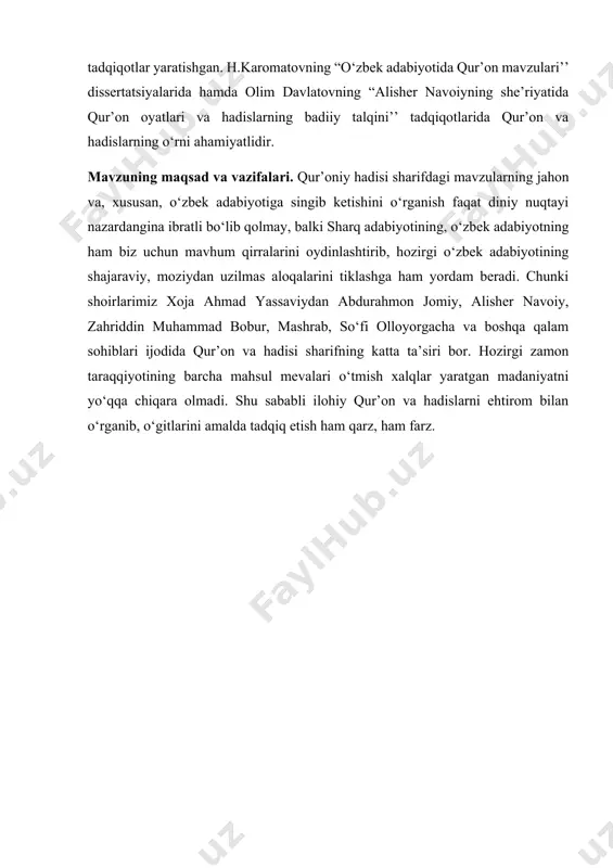 ta jabroil alayhissalom tomonidan muhammad alayhissalomga nozil etilgan. qur’on so‘zining ma’nosi “qiroat qilish”, ya’ni “o‘qish” degan ma’noni anglatadi. ulamolar qur’onning o‘ttiz xil nom va sifatlarini e’tirof etib kelganlar. islom tarixiga oid manbalarda keltirilishicha, qur’onning nozil bo‘lishi milodiy 610-yildan boshlangan va 23 yil davomida nozil bo‘lgan. qur’oni karim muhammad payg‘ambarga 40 yoshida makka shahri yaqinidagi hiro g‘orida chuqur tafakkurga berilib o‘tirgan bir paytda jabroil alayhissalom “iqro” (o‘qi) deb boshlanuvchi “alaq” surasining avvalgi 5 oyatini keltirgan. yana, shuningdek, islom aqidasi bo‘yicha qur’onning nozil qilinishi ramazon oyining 27-kuniga o‘tar kechasi yuz bergan. shuning uchun ham bu oy muqaddas hisoblanib, ro‘za tutilgan kunning 27-kechasi “laylat ul-qadr”, ya’ni qadrli ilohiy qudrat namoyon bo‘ladigan, bandalarning bir yillik taqdiri hal qilinadigan tabarruk kecha deb ulug‘lanadi. qur’onda sura va oyatlarning nozil bo‘lish tartibi voqealarning rivojiga qarab davom etgan. ilk islom davrida nozil bo‘lgan suralar, asosan, allohning yagonaligi, borliqning mutlaq ilohi dunyodagi barcha narsalar uning borligidan darak beruvchi dalil …