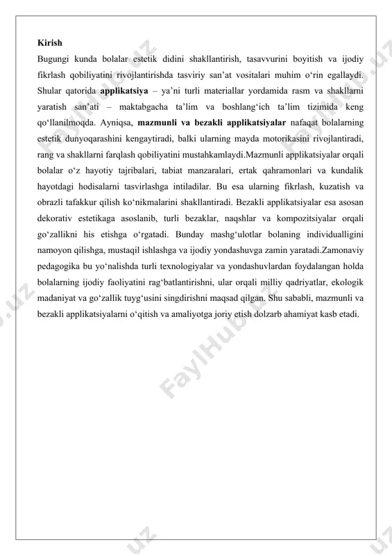 o‘ziga xos xususiyatlarga ega bo‘lib, bir-biridan maqsad va funksionallik jihatidan farq qiladi. shu bilan birga, ular o‘zaro bog‘liqlikda bo‘lib, ba’zi hollarda bir-birini to‘ldiradi. quyida applikatsiyalarning turlari, ularning xususiyatlari va o‘zaro bog‘liqligi kengroq yoritiladi.mazmunli applikatsiyalar foydalanuvchilarga ma’lumot yetkazish, bilim berish yoki muayyan vazifalarni bajarishda yordam berishga qaratilgan dasturiy mahsulotlardir. ularning asosiy maqsadi axborotni aniq, tushunarli va samarali tarzda taqdim etishdir. mazmunli applikatsiyalar turli sohalarda, masalan, ta’lim, sog‘liqni saqlash, biznes, moliya va boshqa sohalarda qo‘llaniladi. ular foydalanuvchilarga ma’lum bir mavzu bo‘yicha chuqur ma’lumot olish, bilimlarini kengaytirish yoki kundalik faoliyatlarini boshqarish imkonini beradi. masalan, ta’lim sohasidagi applikatsiyalar o‘quvchilarga yangi bilimlarni o‘zlashtirishda yordam bersa, sog‘liqni saqlash sohasidagi applikatsiyalar foydalanuvchilarga sog‘lig‘ini kuzatish, maslahatlar olish yoki tibbiy ma’lumotlarni tahlil qilish imkonini beradi.bezakli applikatsiyalar esa ko‘proq vizual estetika va dizayn elementlariga e’tibor qaratadi. ularning asosiy maqsadi foydalanuvchi tajribasini (ux) yaxshilash, applikatsiyani jozibali qilish va foydalanuvchilarni vizual jihatdan o‘ziga jalb qilishdir. bezakli applikatsiyalar ko‘pincha grafik dizayn, animatsiya va …